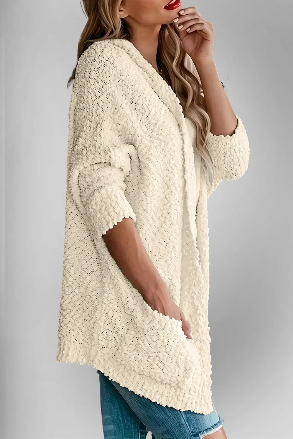 Pocketed Open Front Long Sleeve Cardigan With Stretch - Southern Shores Clothing