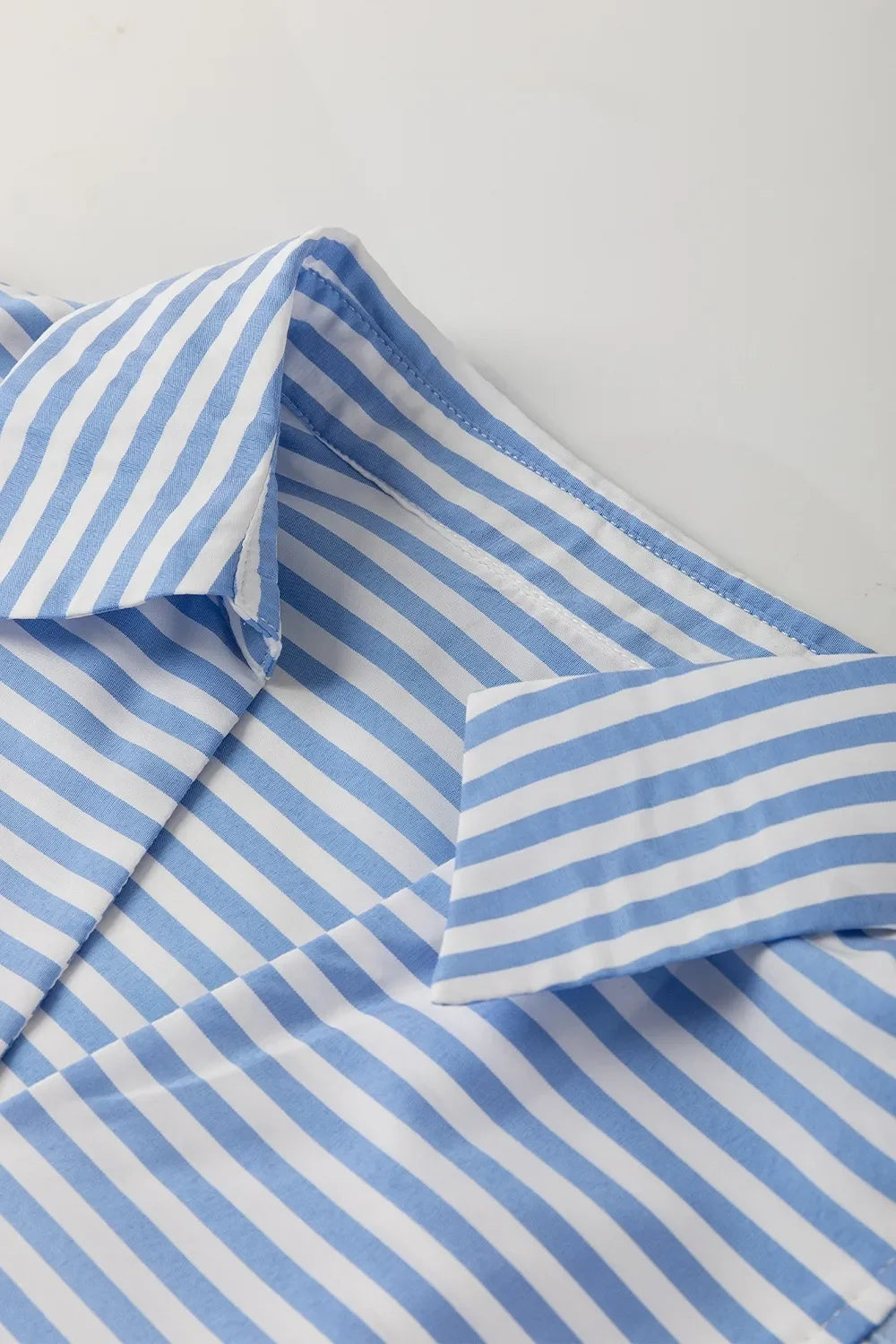 Striped Notched Three Quarter Sleeve Blouse Polyester - Southern Shores Clothing
