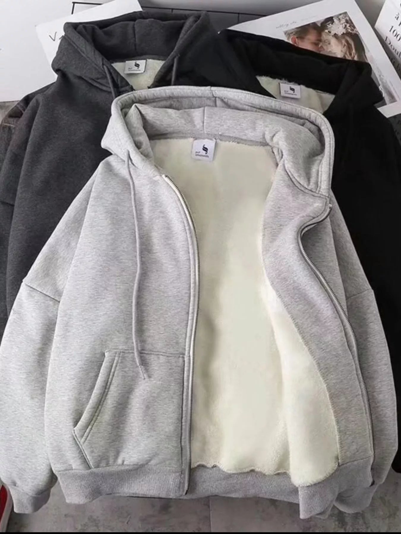 Men's Plus Size Fleece Lined Zip-Up Hoodie