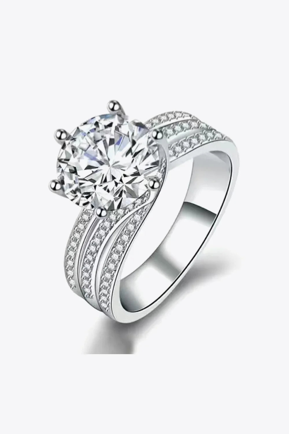Moissanite Three-Layer Ring in Platinum-Plated Silver - Southern Shores Clothing