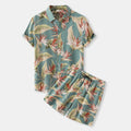 Men's Plus Size Printed Button Up Shirt and Shorts Set - Southern Shores Clothing