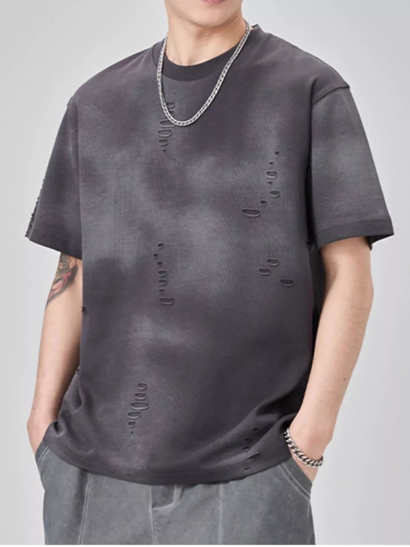 Distressed Oversized T Shirt With Relaxed Fit - Southern Shores Clothing