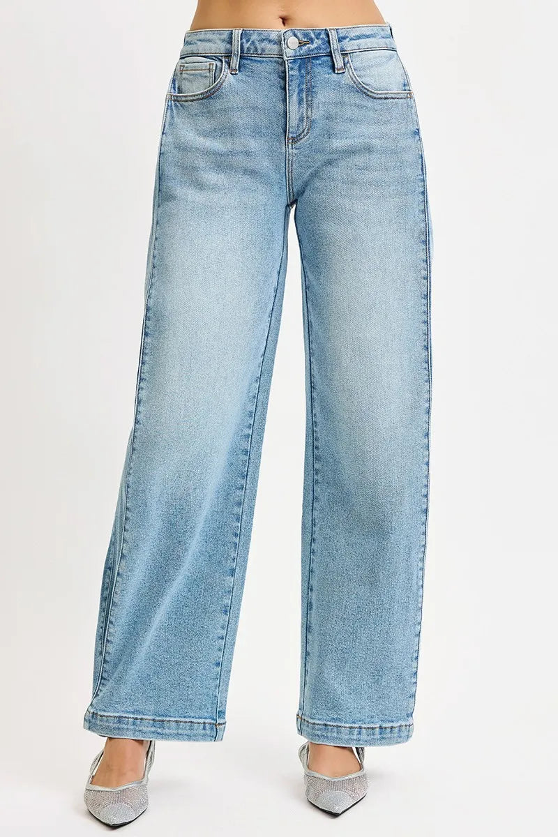 Coastal Risen Mid Rise Wide Barrel Transferable Leg Jeans