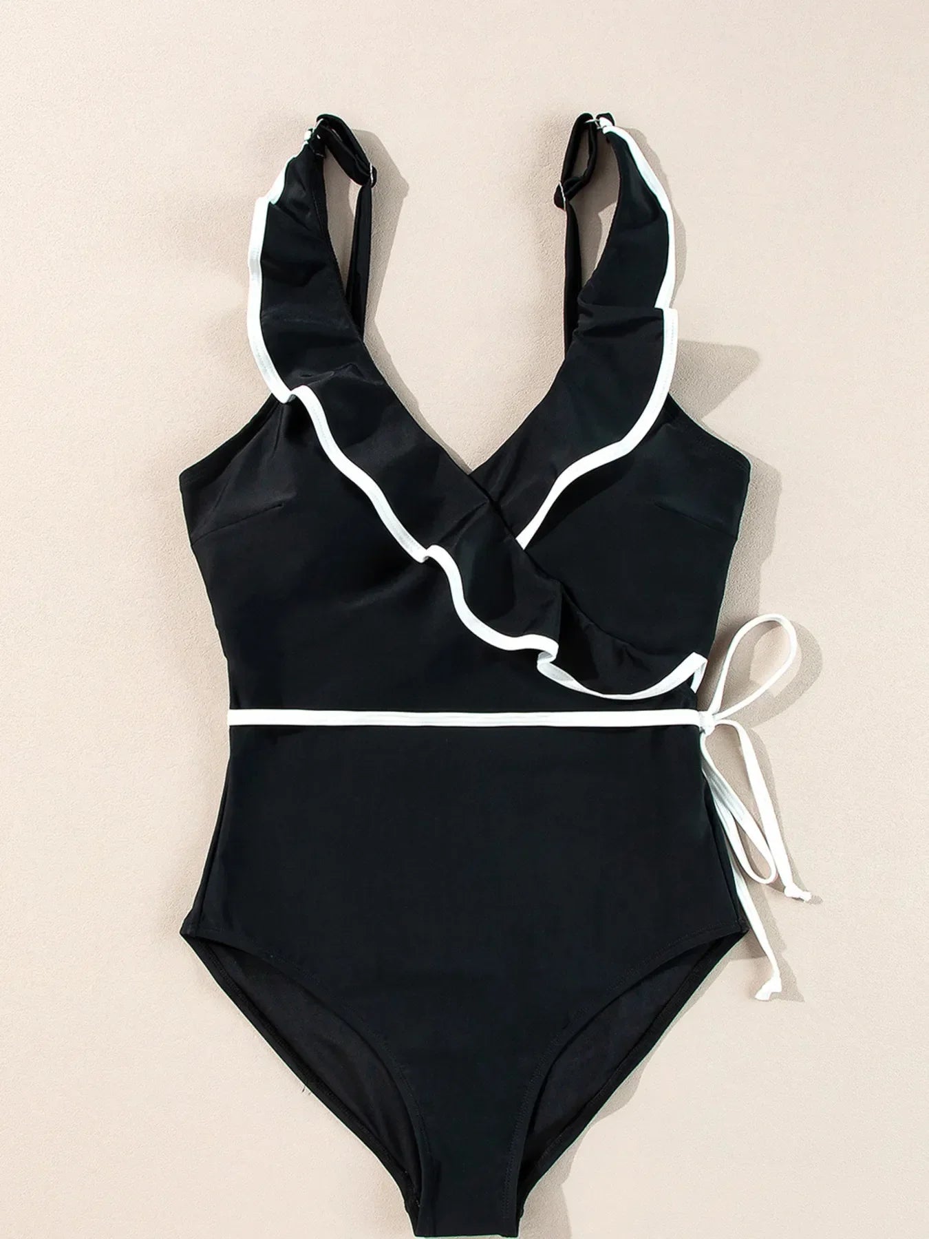 Ruffle Trim V-Neck One-Piece Swimsuit Coastal - Southern Shores Clothing