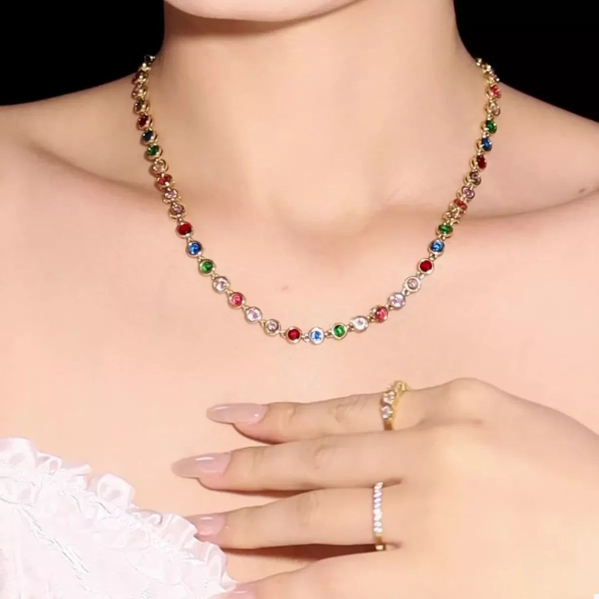 Gold-Plated Zircon Necklace Lightweight Delicate - Southern Shores Clothing