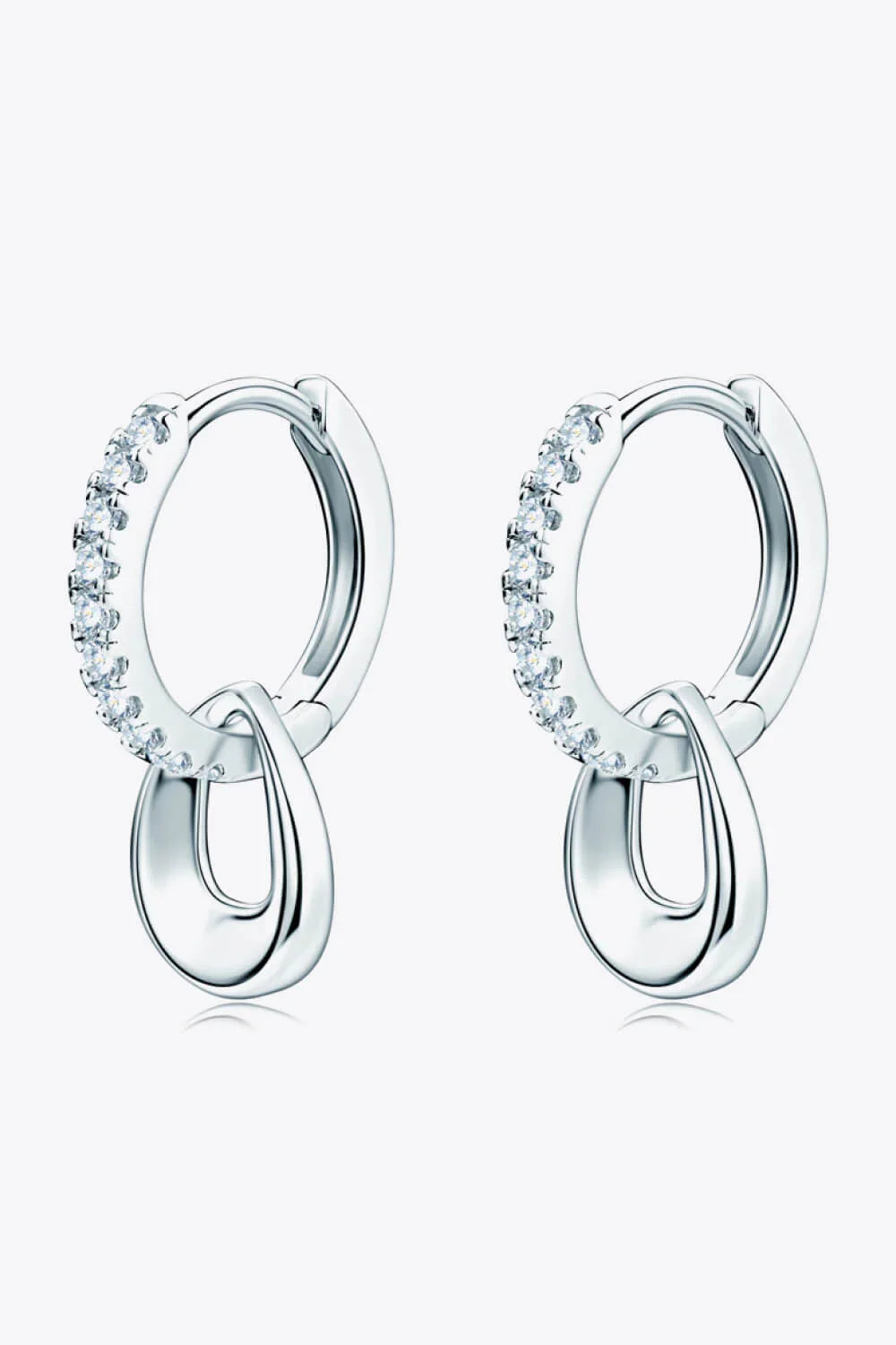 Sterling Silver Moissanite Double Hoop Earrings - Southern Shores Clothing