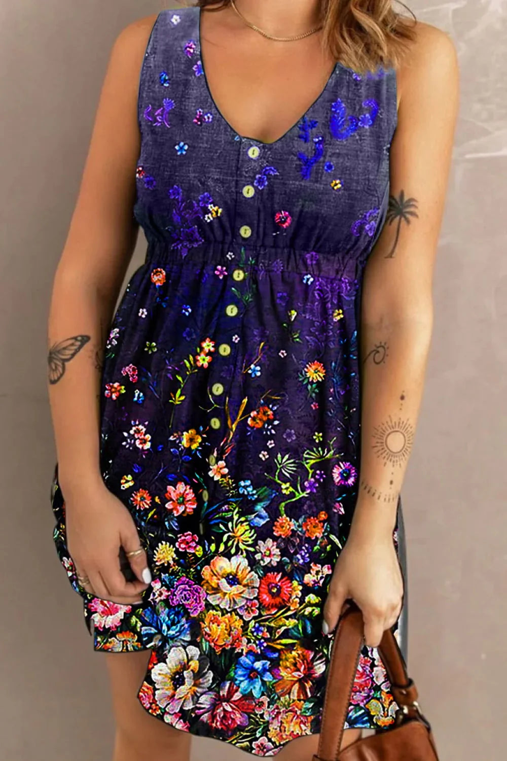 Scoop Neck Buttoned Sleeveless Dress With Pockets - Southern Shores Clothing