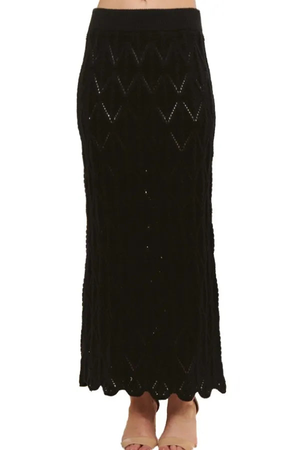 Charleston Inspired ADORA Scallop Trim Detail Knit Skirt