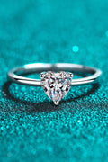 Sterling Silver Heart Moissanite Ring Classic Solitaire - Southern Shores Clothing
