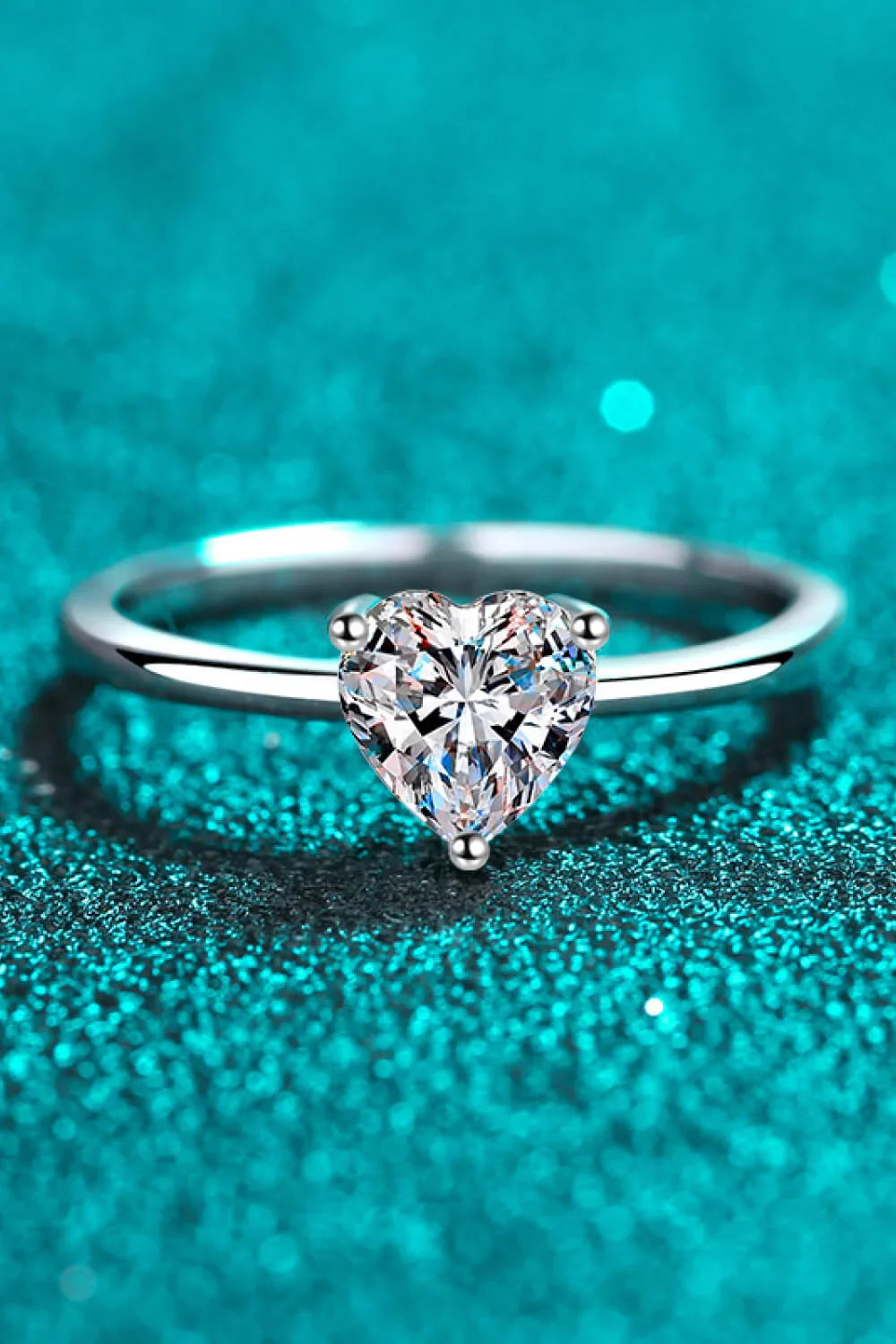 Sterling Silver Heart Moissanite Ring Classic Solitaire - Southern Shores Clothing