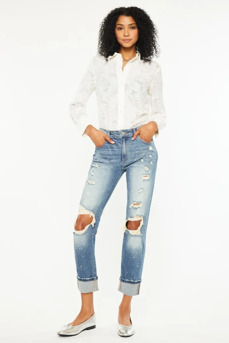 Coastal Kancan High Rise Distressed Boyfriend Jeans