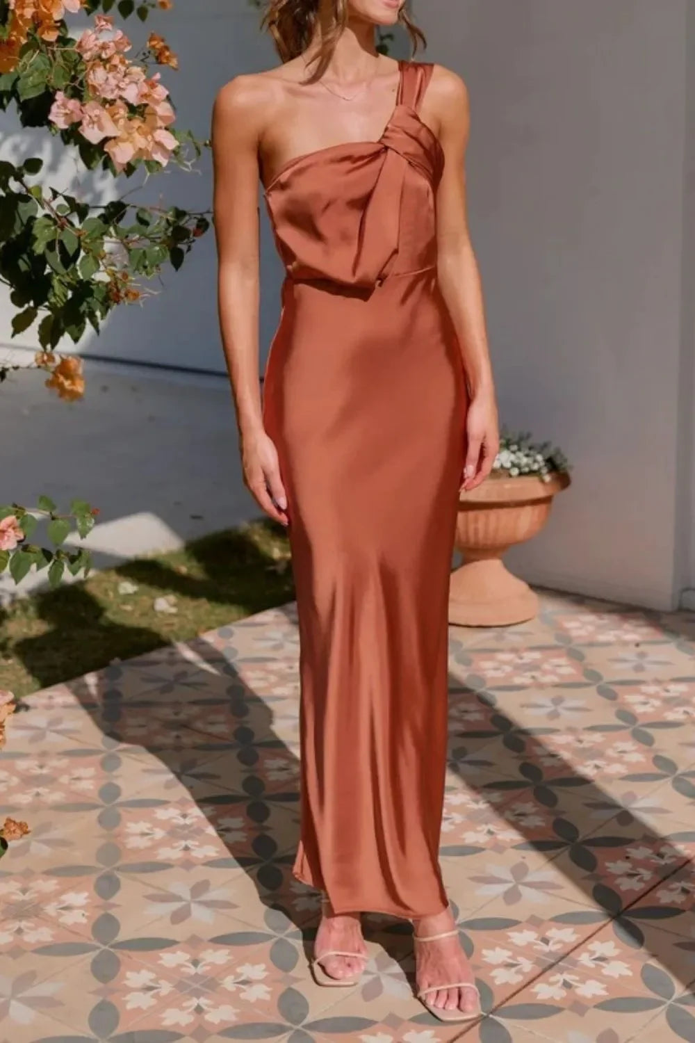 One Shoulder Sleeveless Maxi Dress Coastal Style - Southern Shores Clothing