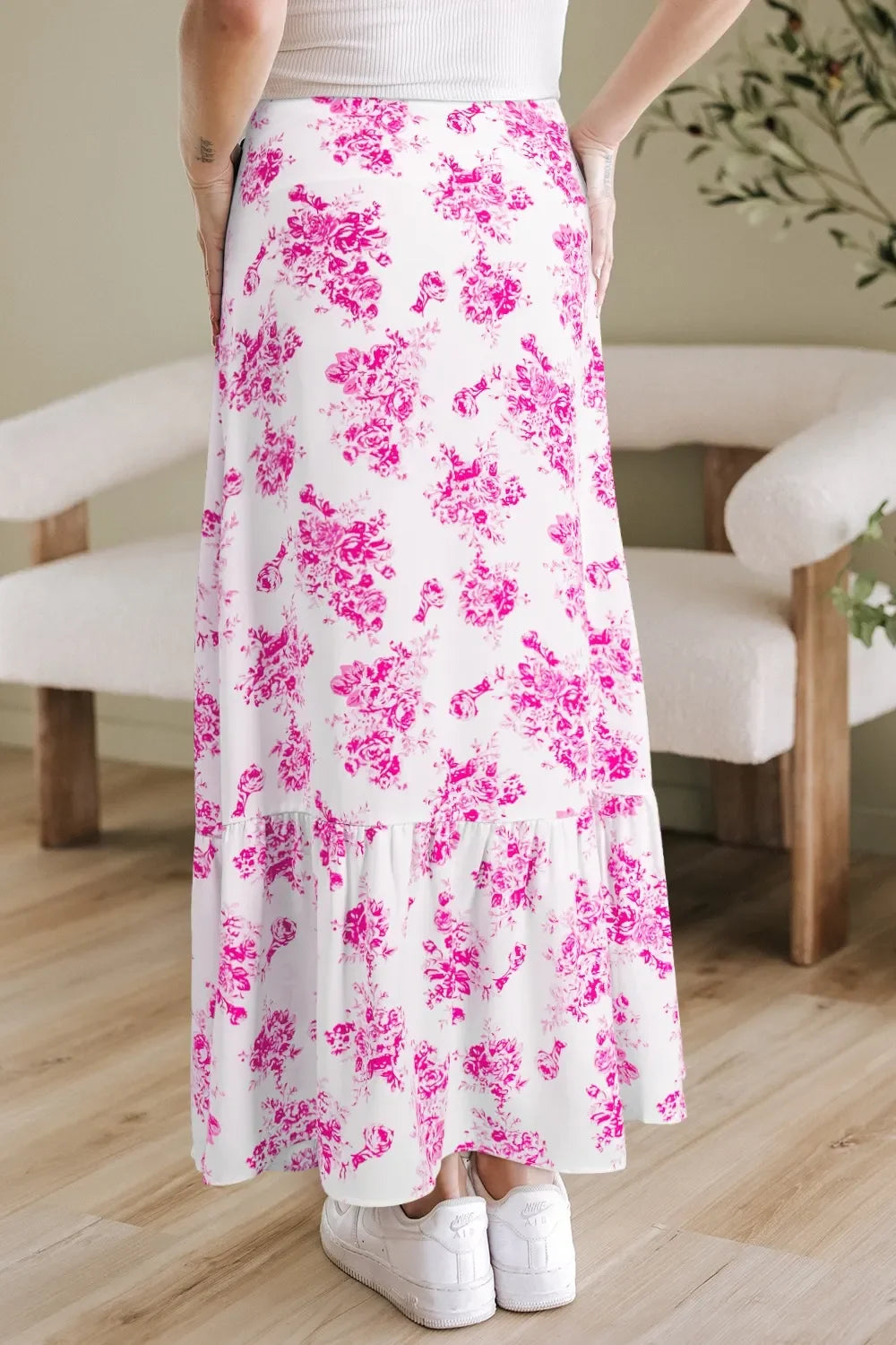 Boho Floral High Waist Ruffle Split Maxi Skirt - Southern Shores Clothing