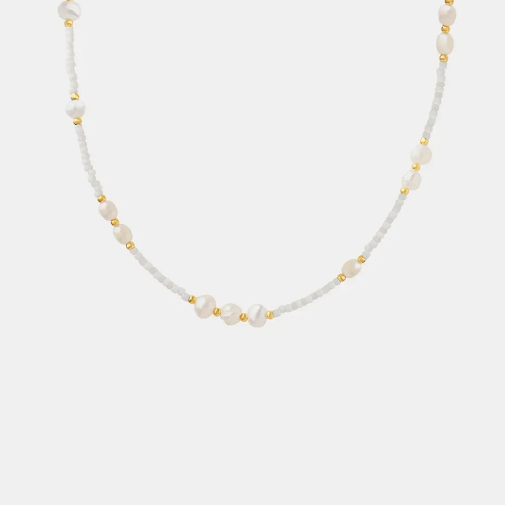 Titanium Steel Freshwater Pearl Necklace With Beads - Southern Shores Clothing