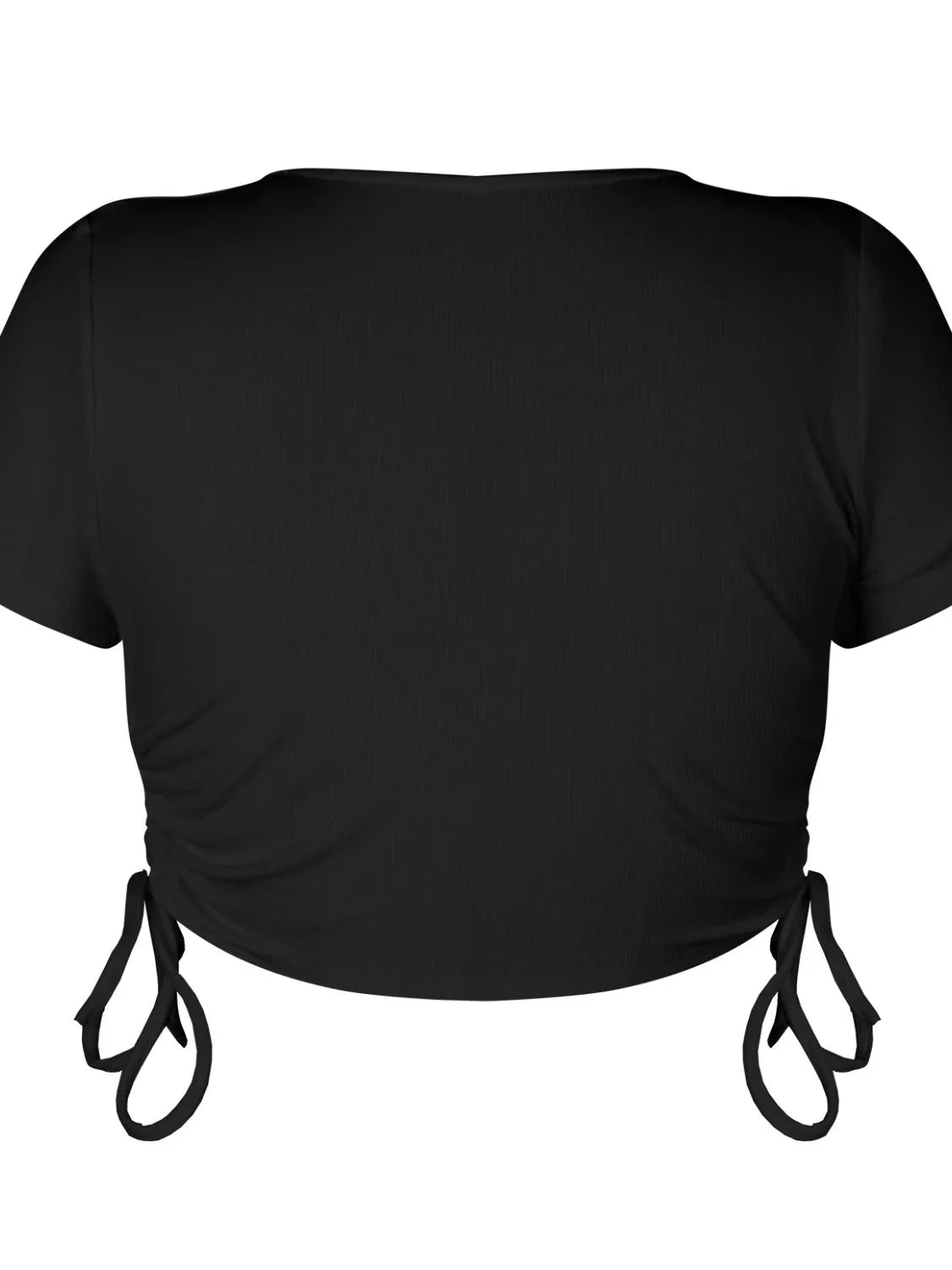 Stretchy Round Neck Short Sleeve Drawstring Tee - Southern Shores Clothing