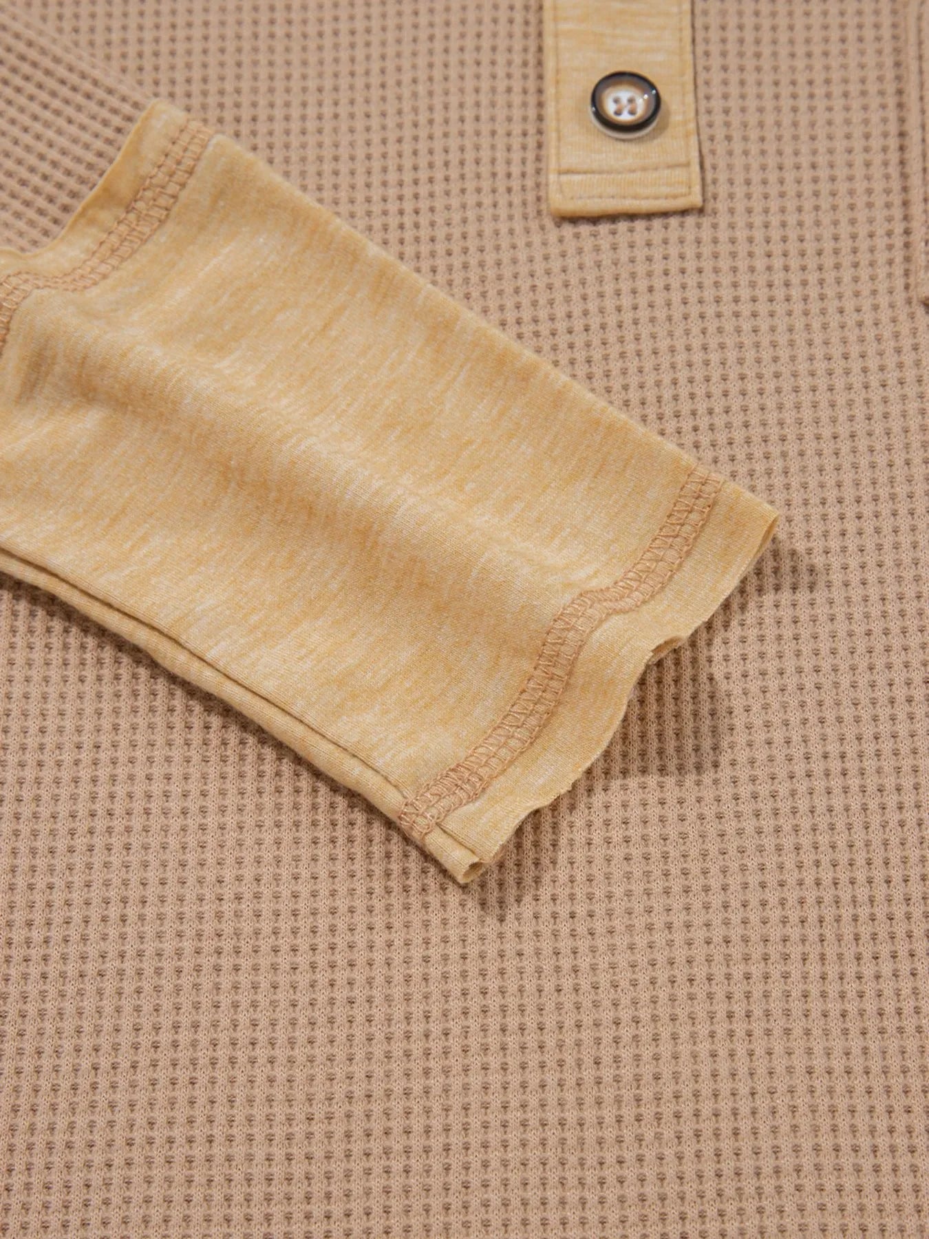 Waffle Knit Henley Top With Pockets And Slits - Southern Shores Clothing
