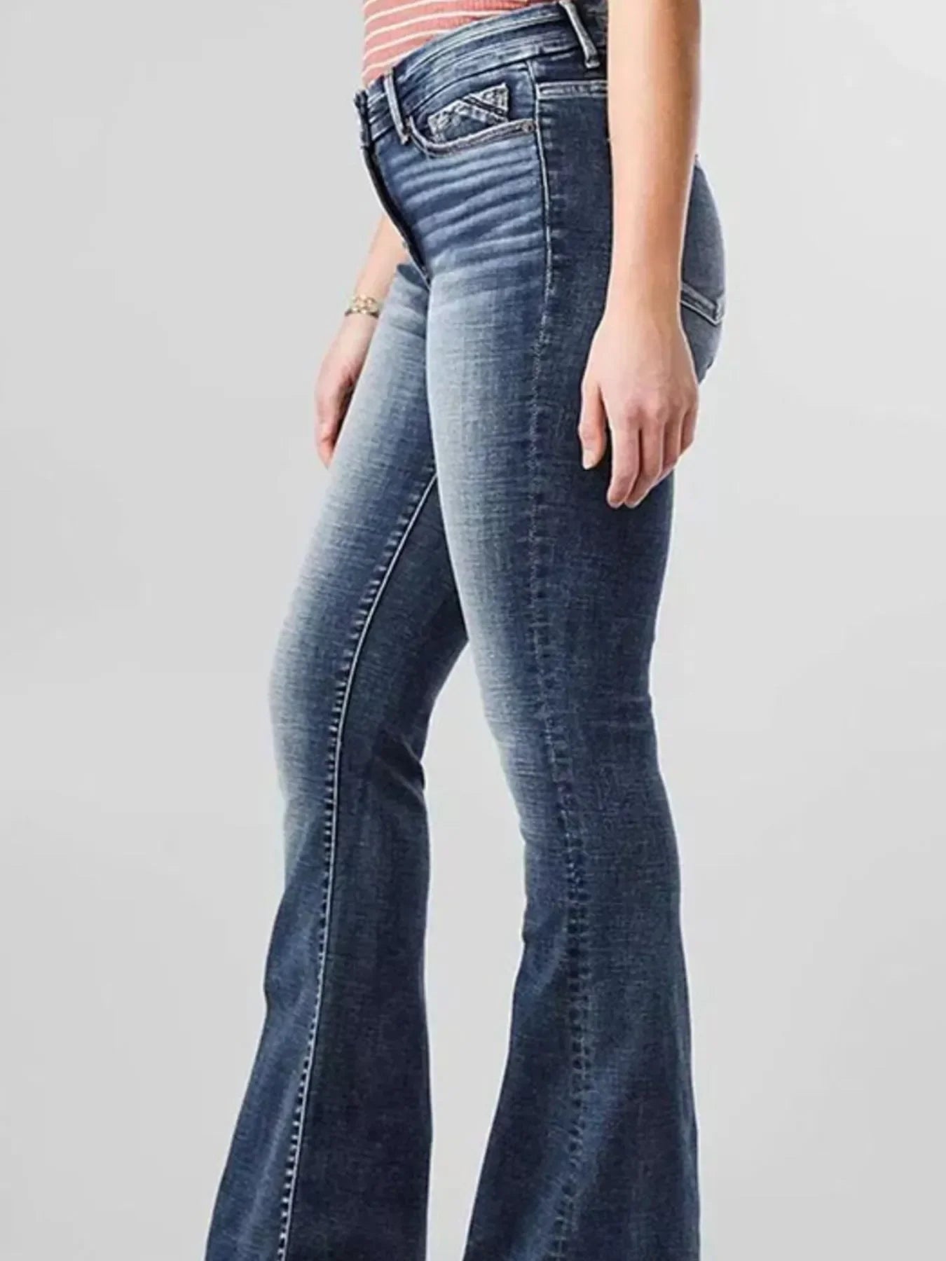 High-Rise Flare Jeans With Gradient Wash - Southern Shores Clothing