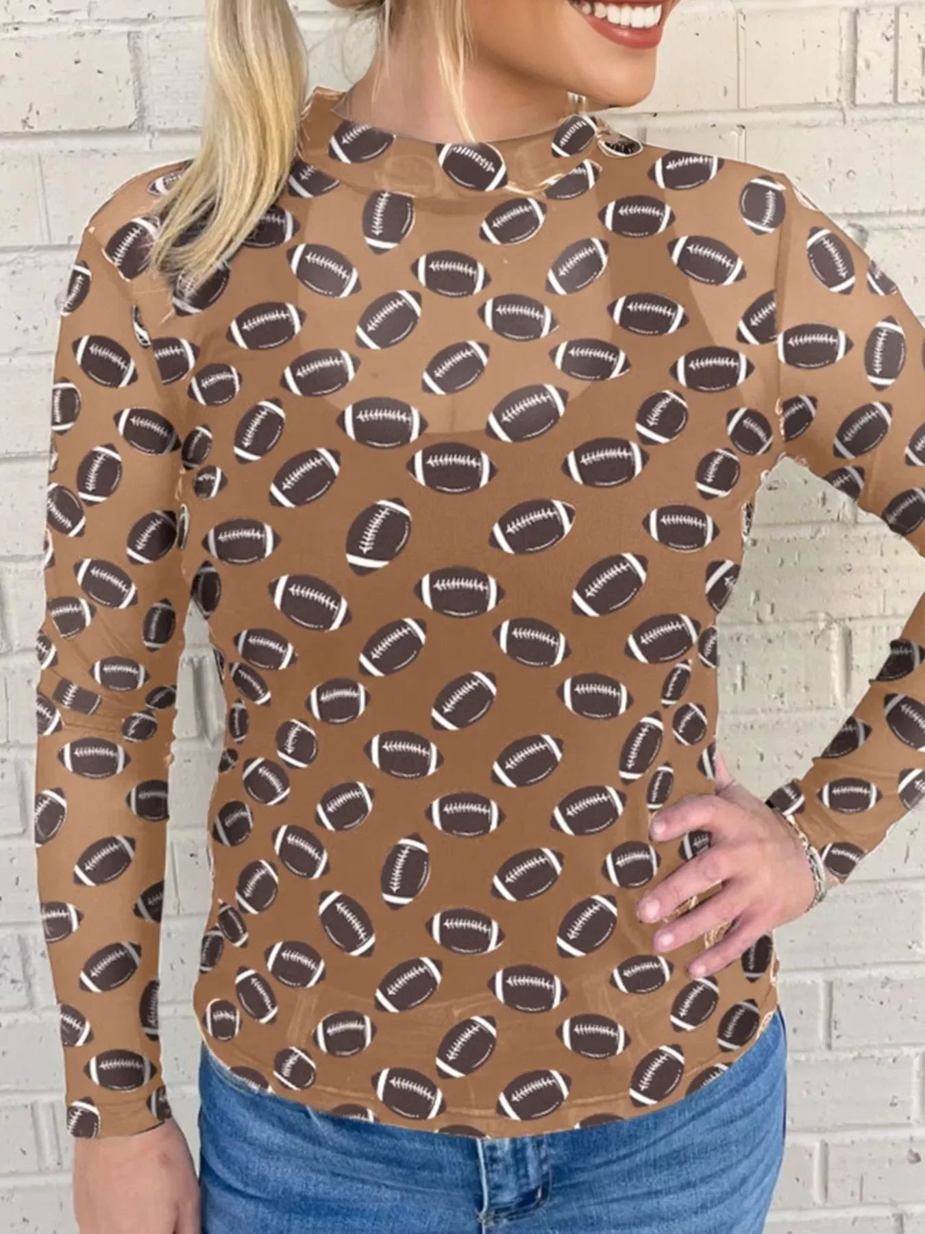 Stretch Mesh Sheer Long Sleeve Top With Coastal Flair - Southern Shores Clothing