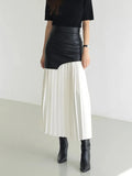 Pleated Contrast High Rise Polyester Skirt - Southern Shores Clothing