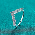 Moissanite Sterling Silver V Shape Ring 0.9ct - Southern Shores Clothing