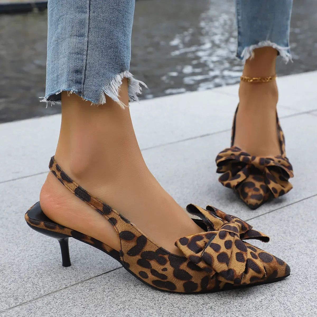 Kitten Heel Slingback Pointed Toe Pumps Classic