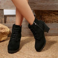 Point Toe Block Heel Suede Ankle Boots Mid Heel - Southern Shores Clothing
