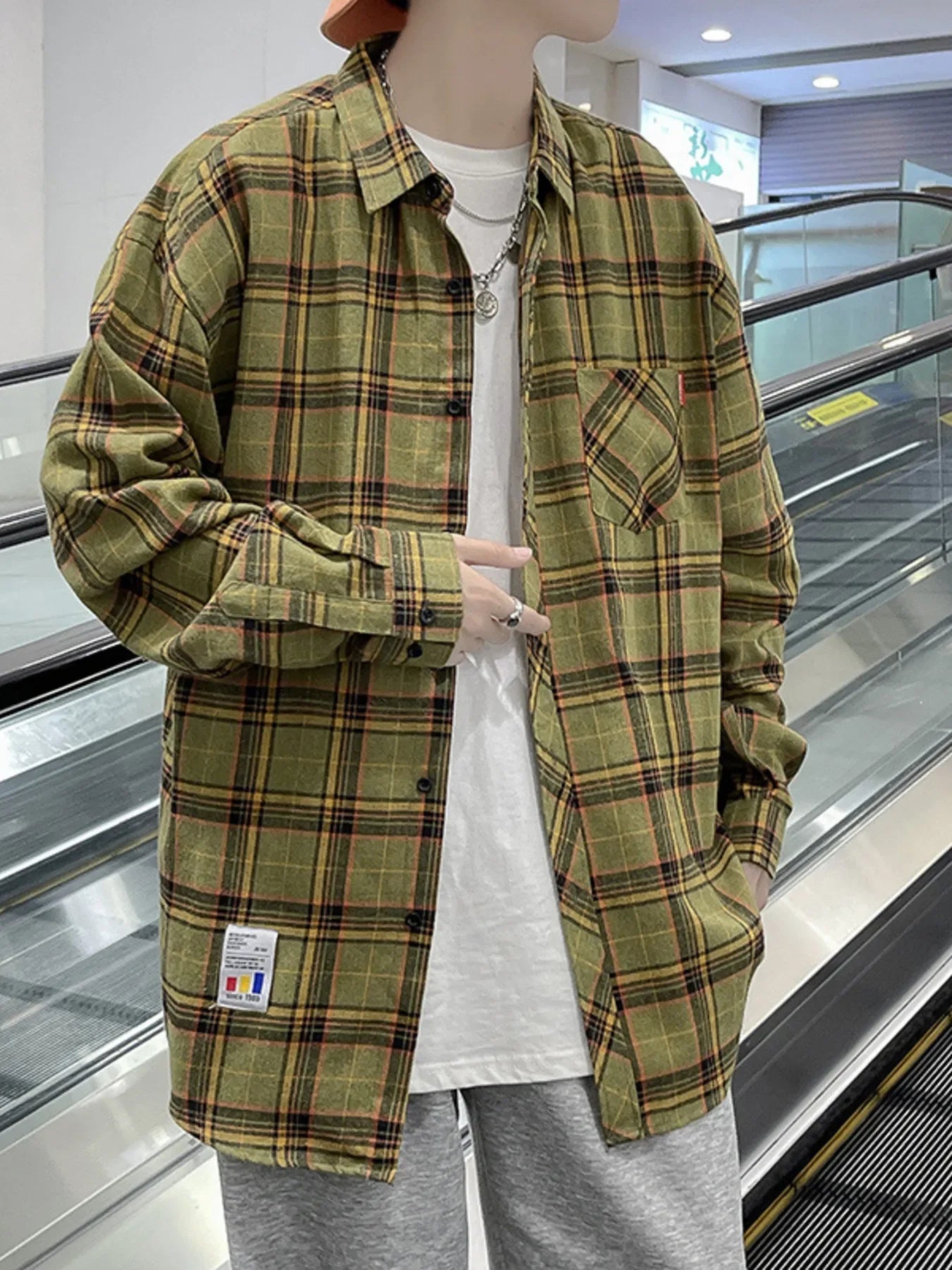 Plus Size Plaid Long Sleeve Button-Down Shirt - Southern Shores Clothing