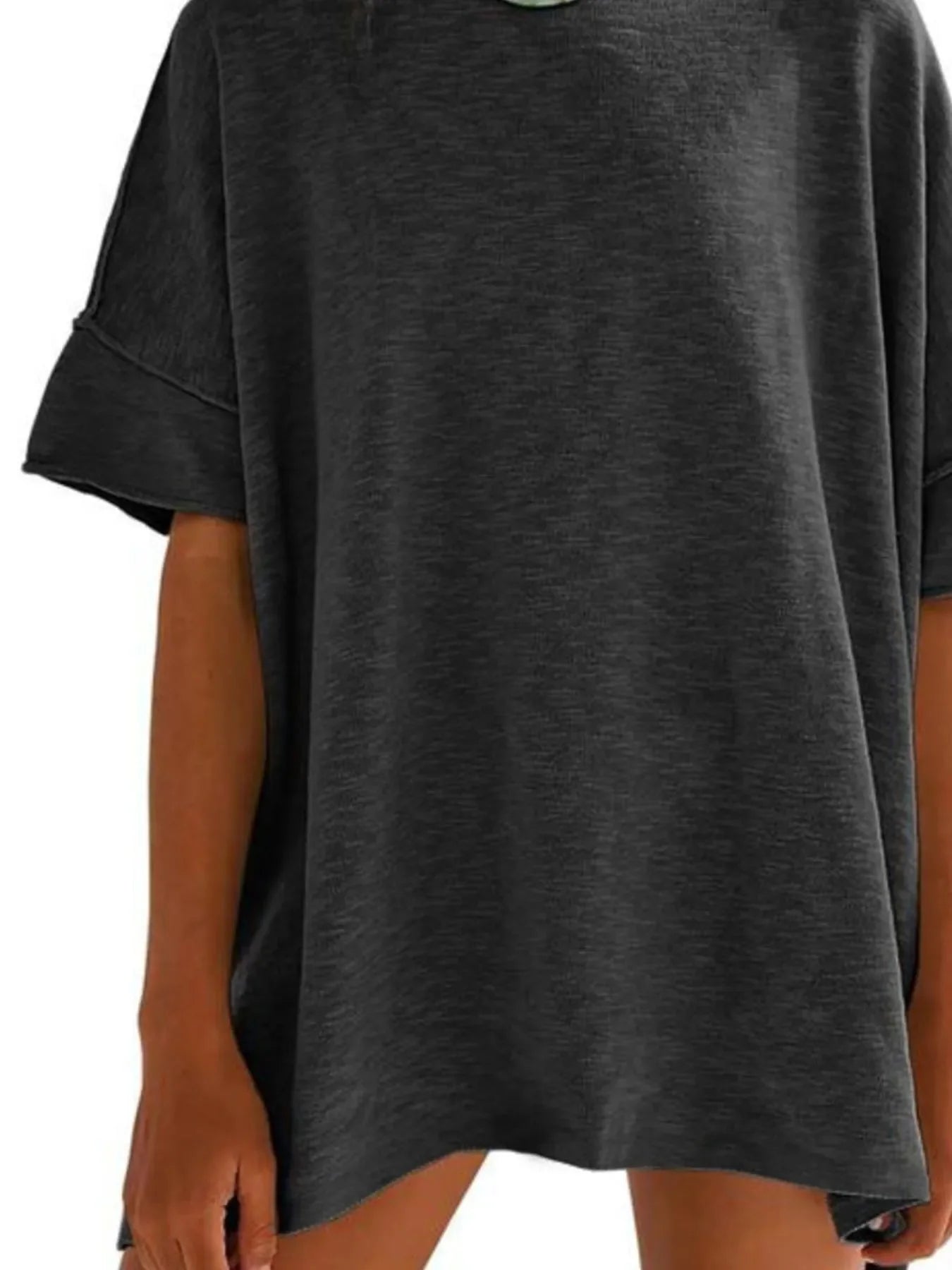 Oversized Round Neck Drop Shoulder Stretchy T Shirt - Southern Shores Clothing