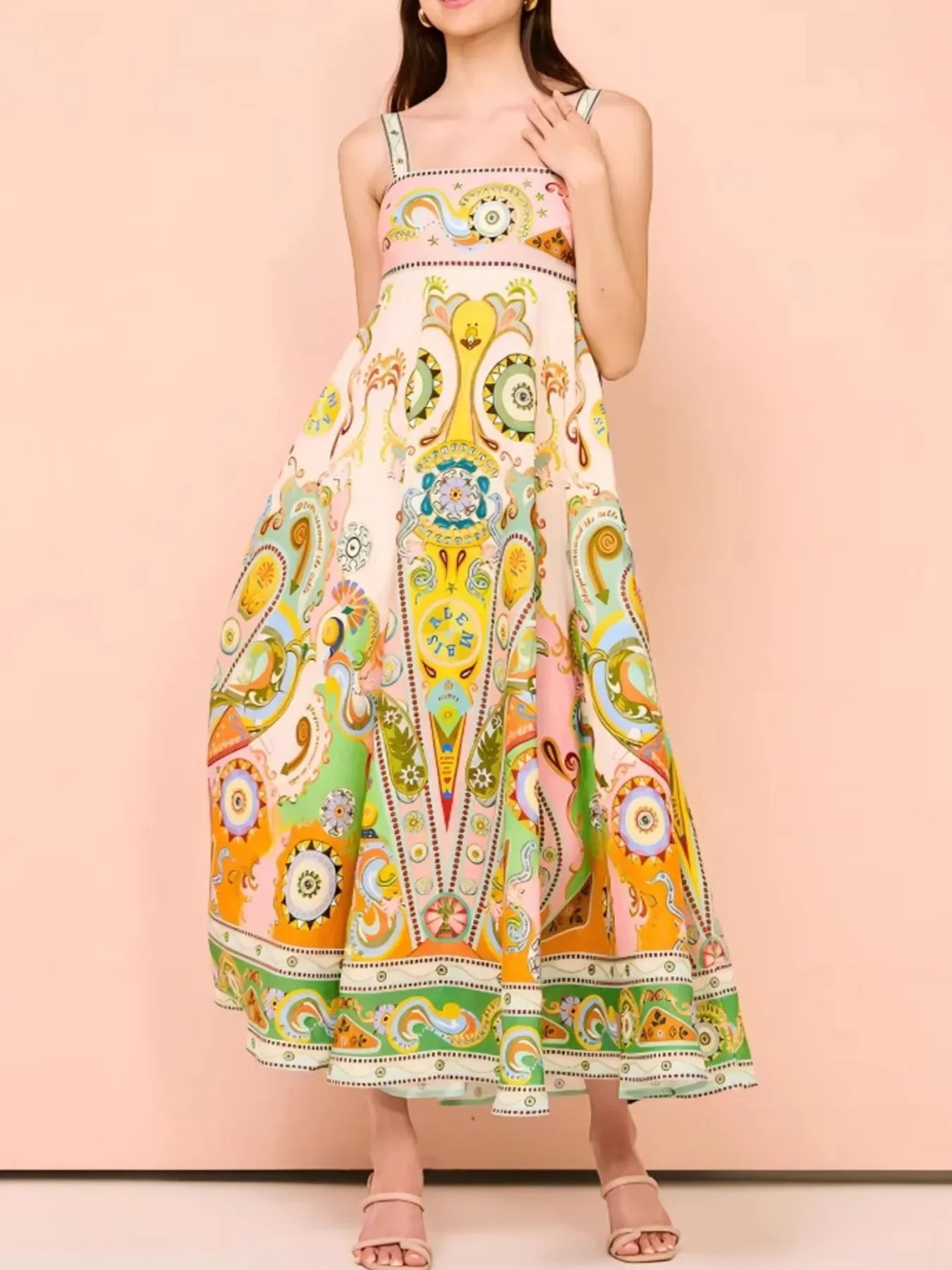 Paisley Print Square Neck Dress With Pockets And Smocked Bodice - Southern Shores Clothing