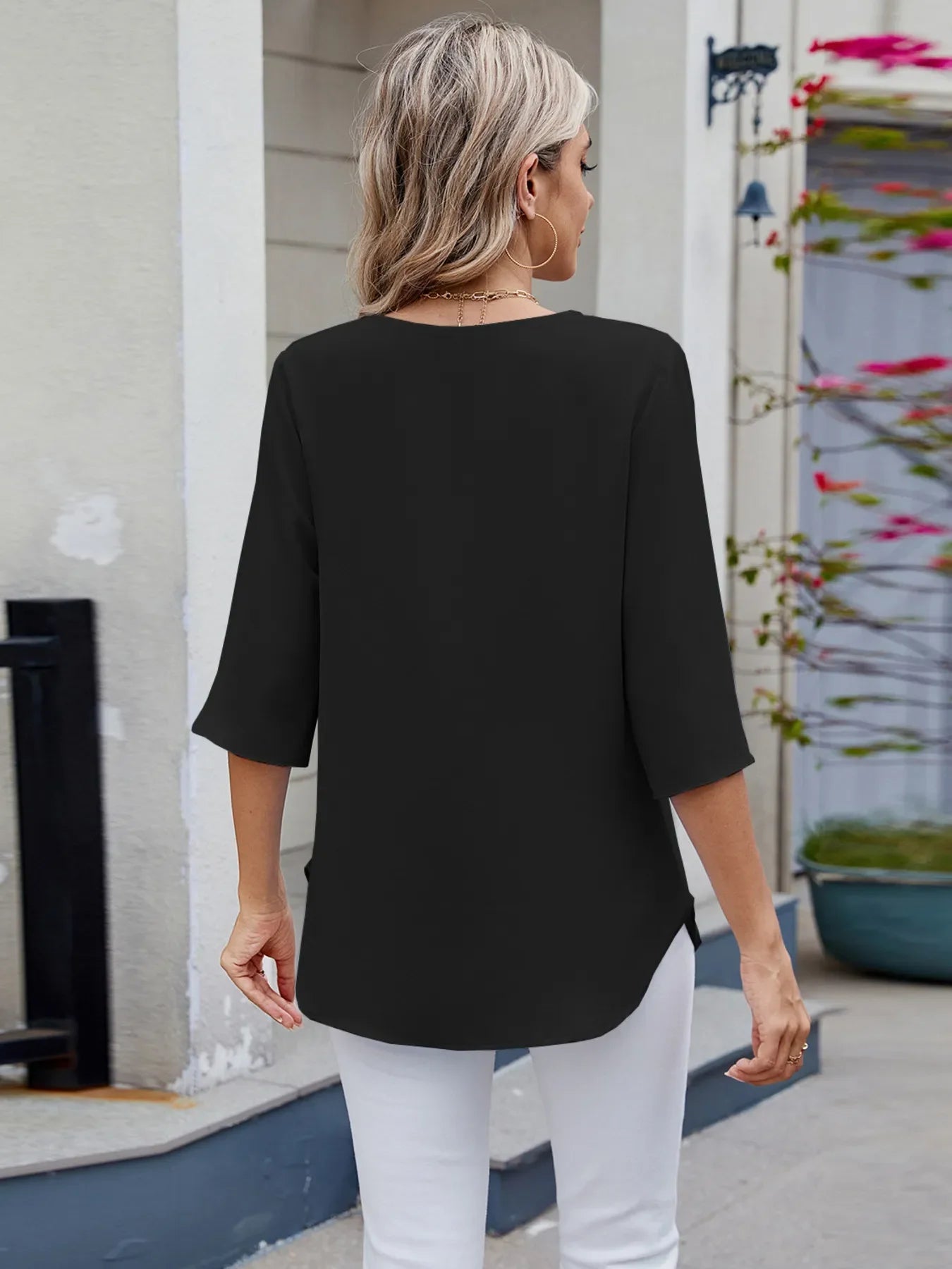 Casual Round Neck Half Sleeve Blouse For Everyday Wear - Southern Shores Clothing