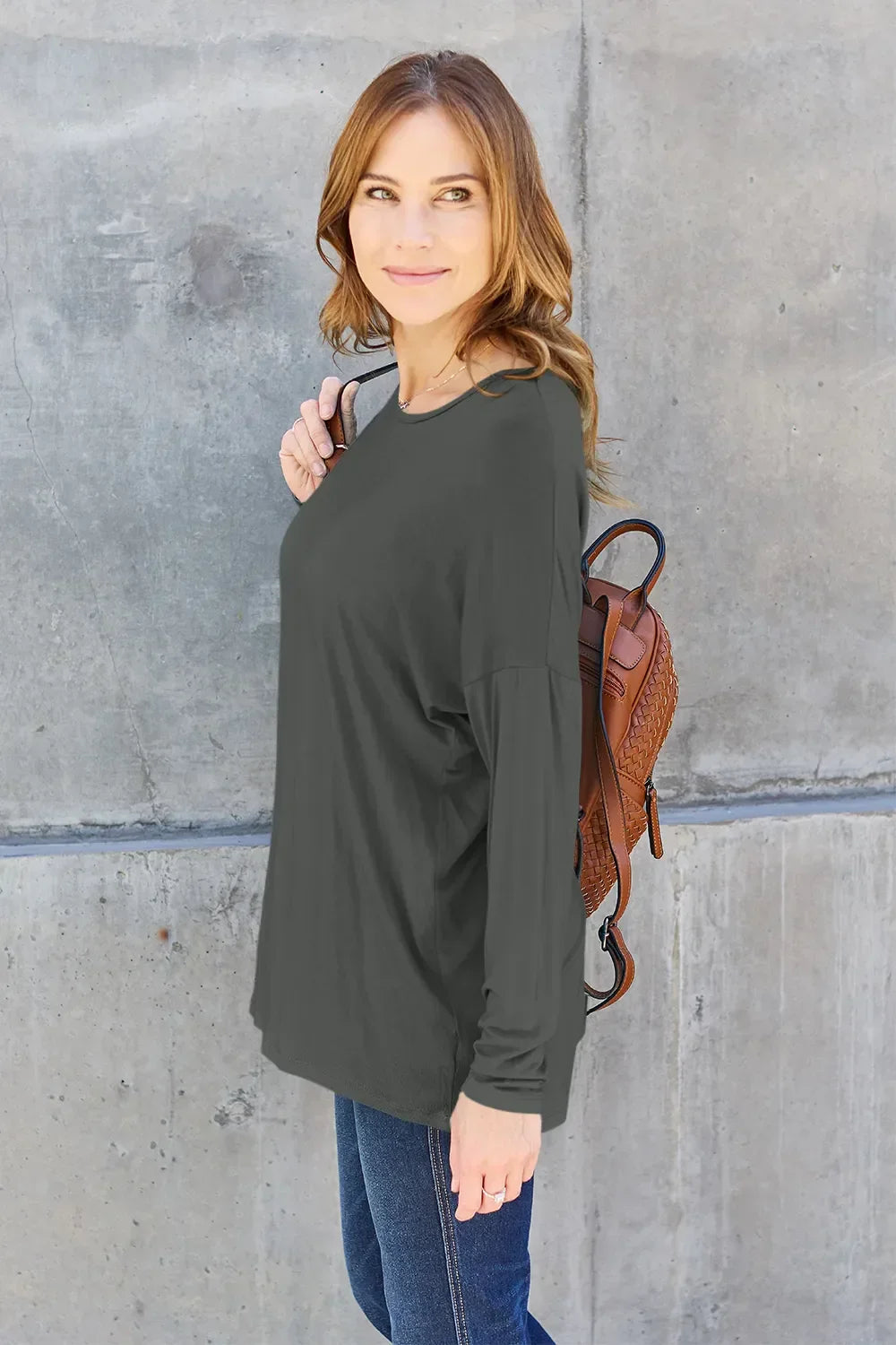 Round Neck T Shirt With Dropped Shoulder - Southern Shores Clothing