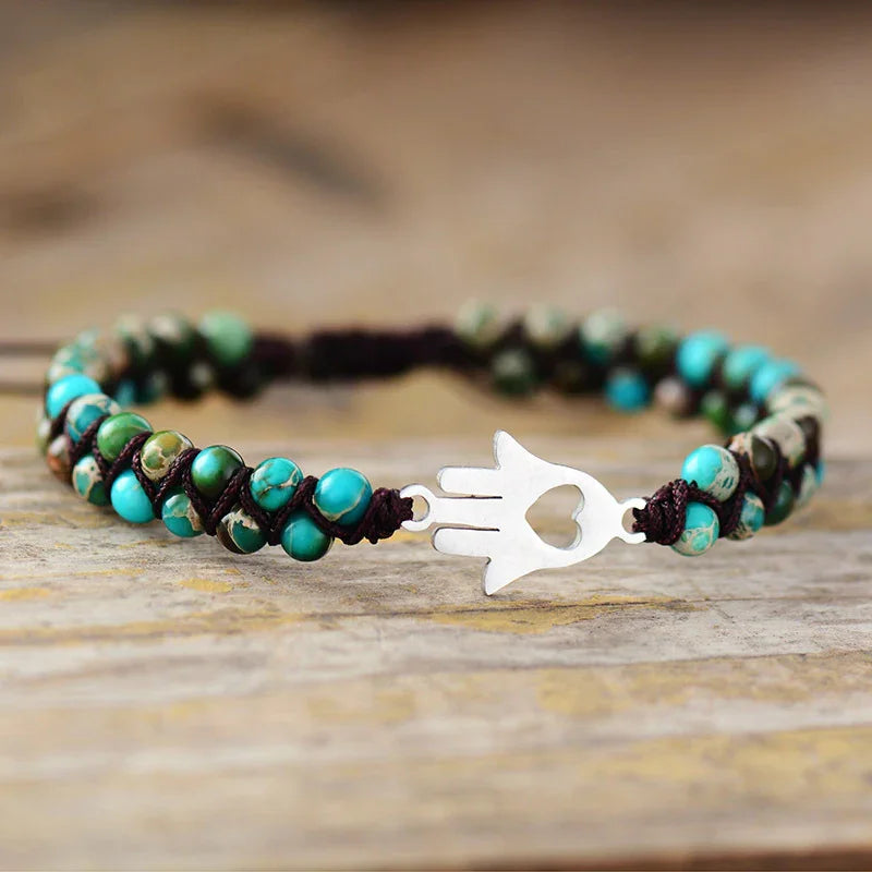 Beaded Stainless Steel Turquoise Adjustable Bracelet - Southern Shores Clothing