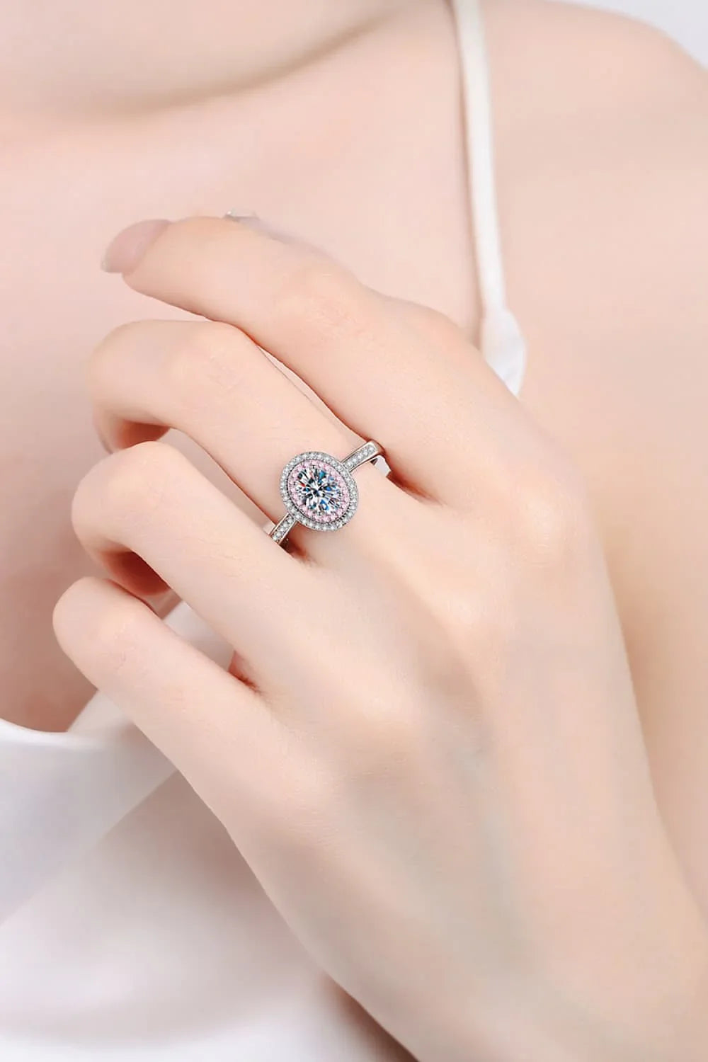 1 Carat Moissanite Double Halo Ring Sterling Silver - Southern Shores Clothing