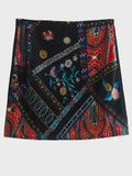 Printed Zip Mini Skirt With Allover Pattern - Southern Shores Clothing
