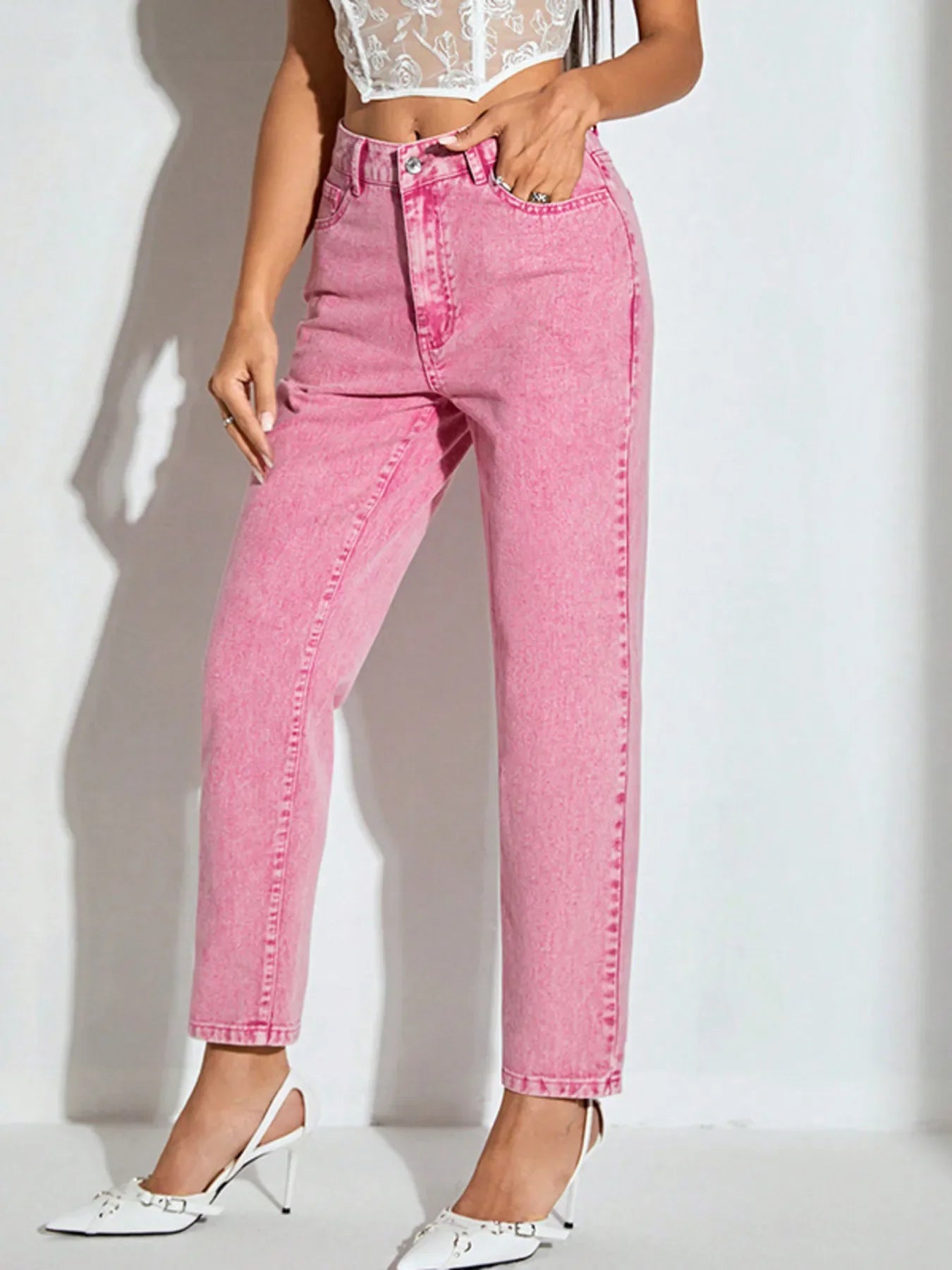 Charleston Inspired High-Waisted Straight-Leg Denim Jeans - Southern Shores Clothing