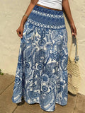 Printed High Waist Maxi Skirt Polyester Lightweight - Southern Shores Clothing