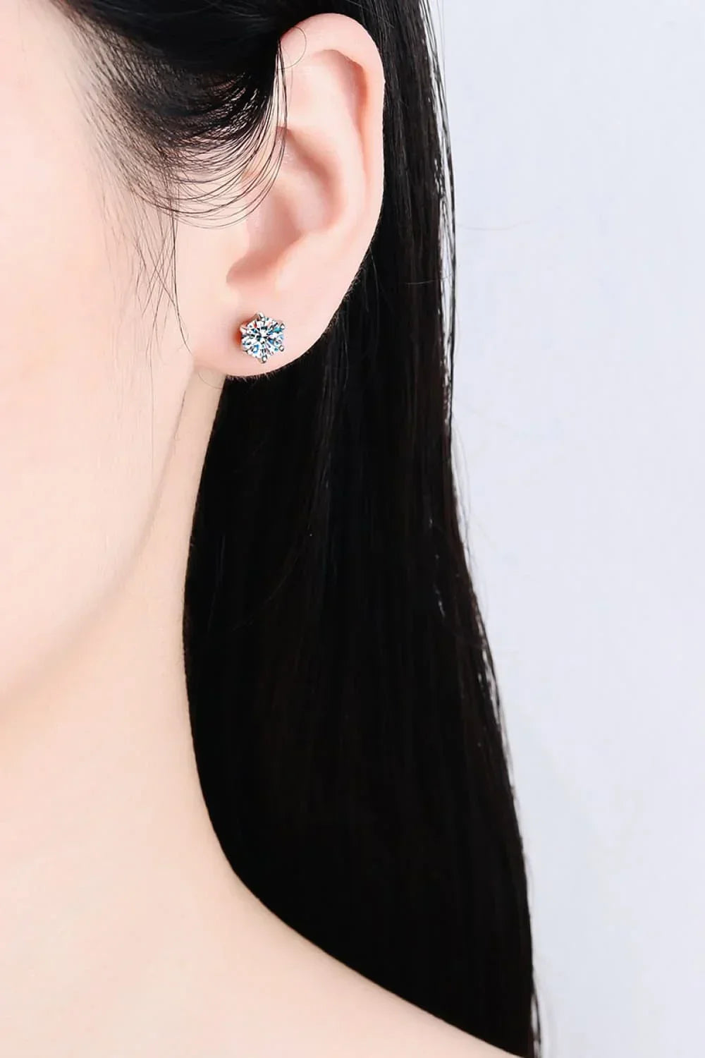 1 Carat Moissanite Rhodium Plated Stud Earrings - Southern Shores Clothing