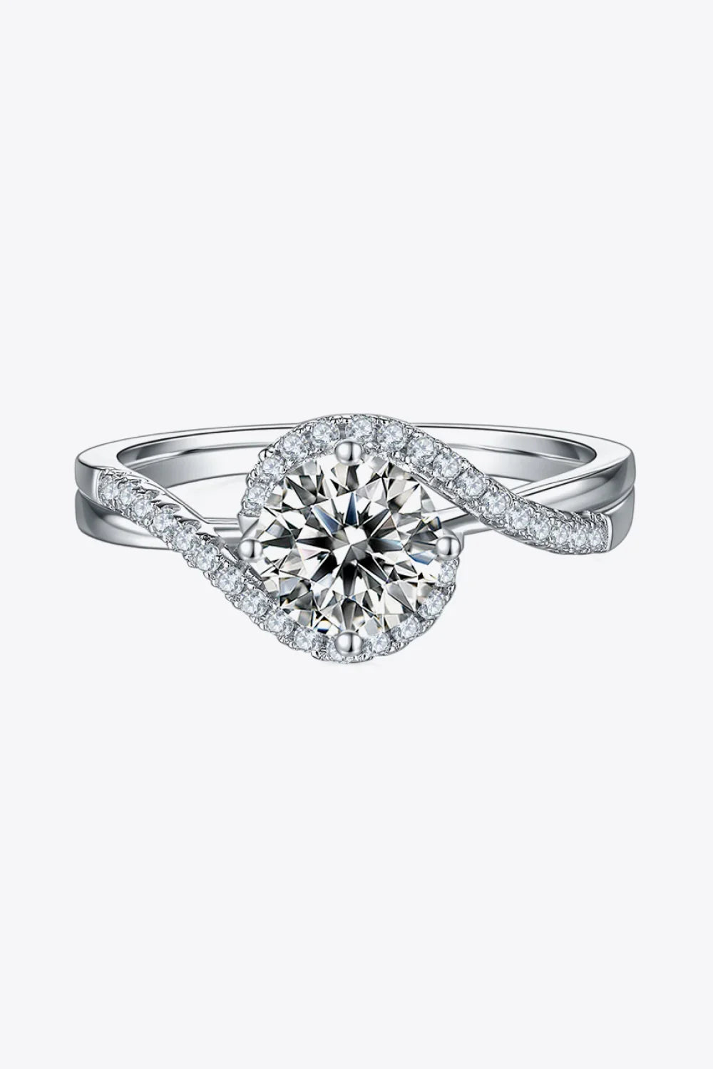 1 Carat Moissanite Crisscross Sterling Silver Ring - Southern Shores Clothing