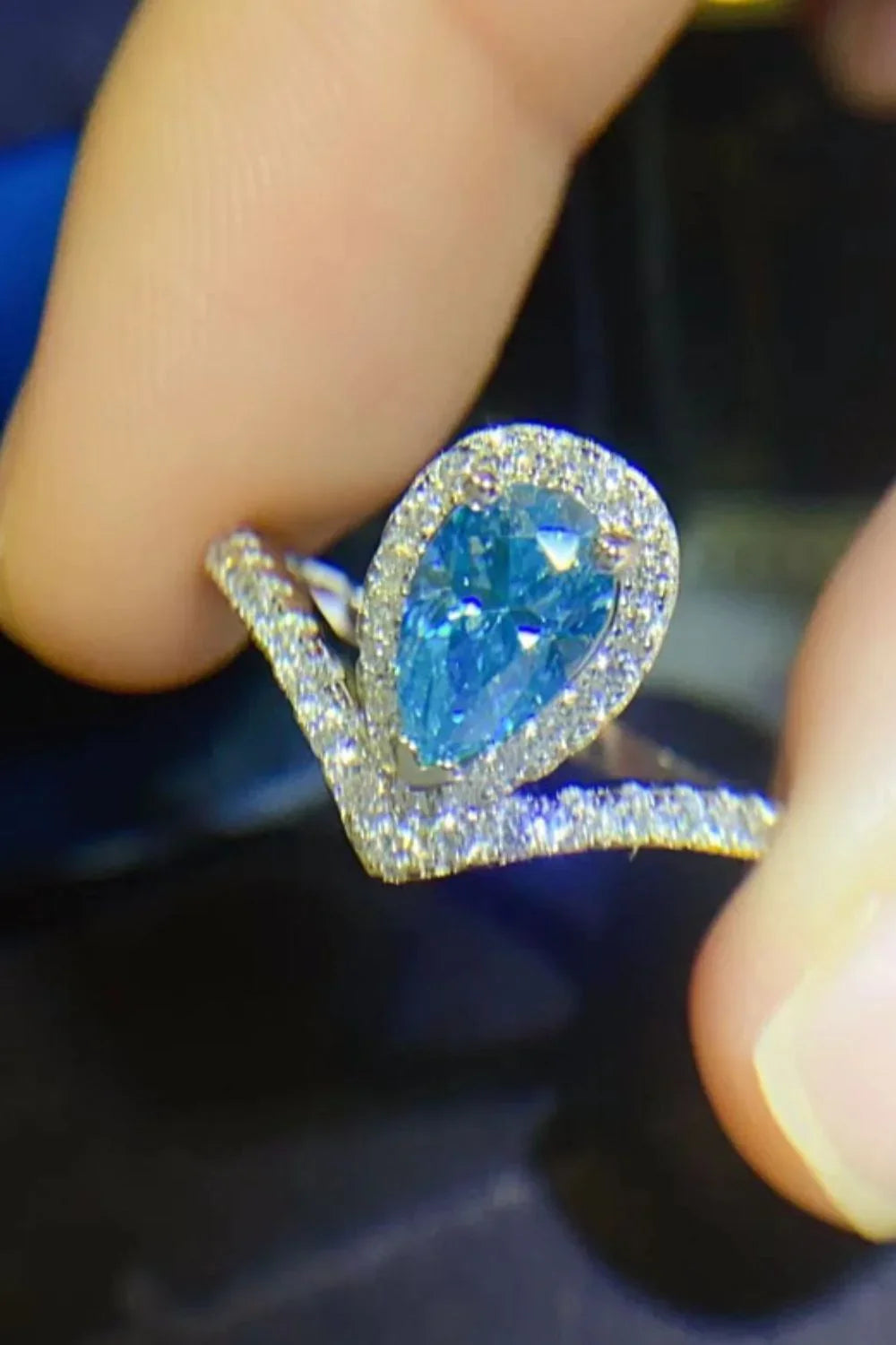 1 Carat Pear Moissanite Heart Ring In Sterling Silver - Southern Shores Clothing