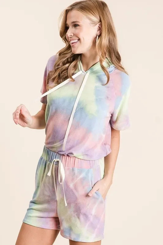 Tie Dye French Terry Shorts With Twill Tape - Southern Shores Clothing