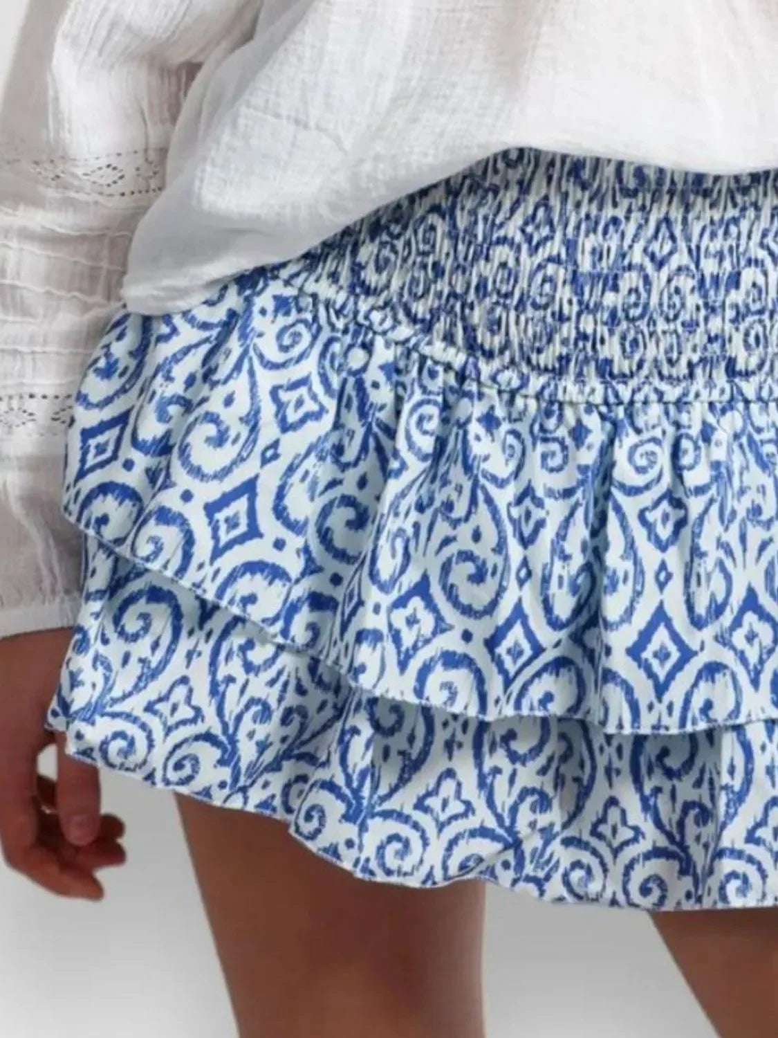 Smocked Wideband Waist Layered Mini Skirt - Southern Shores Clothing