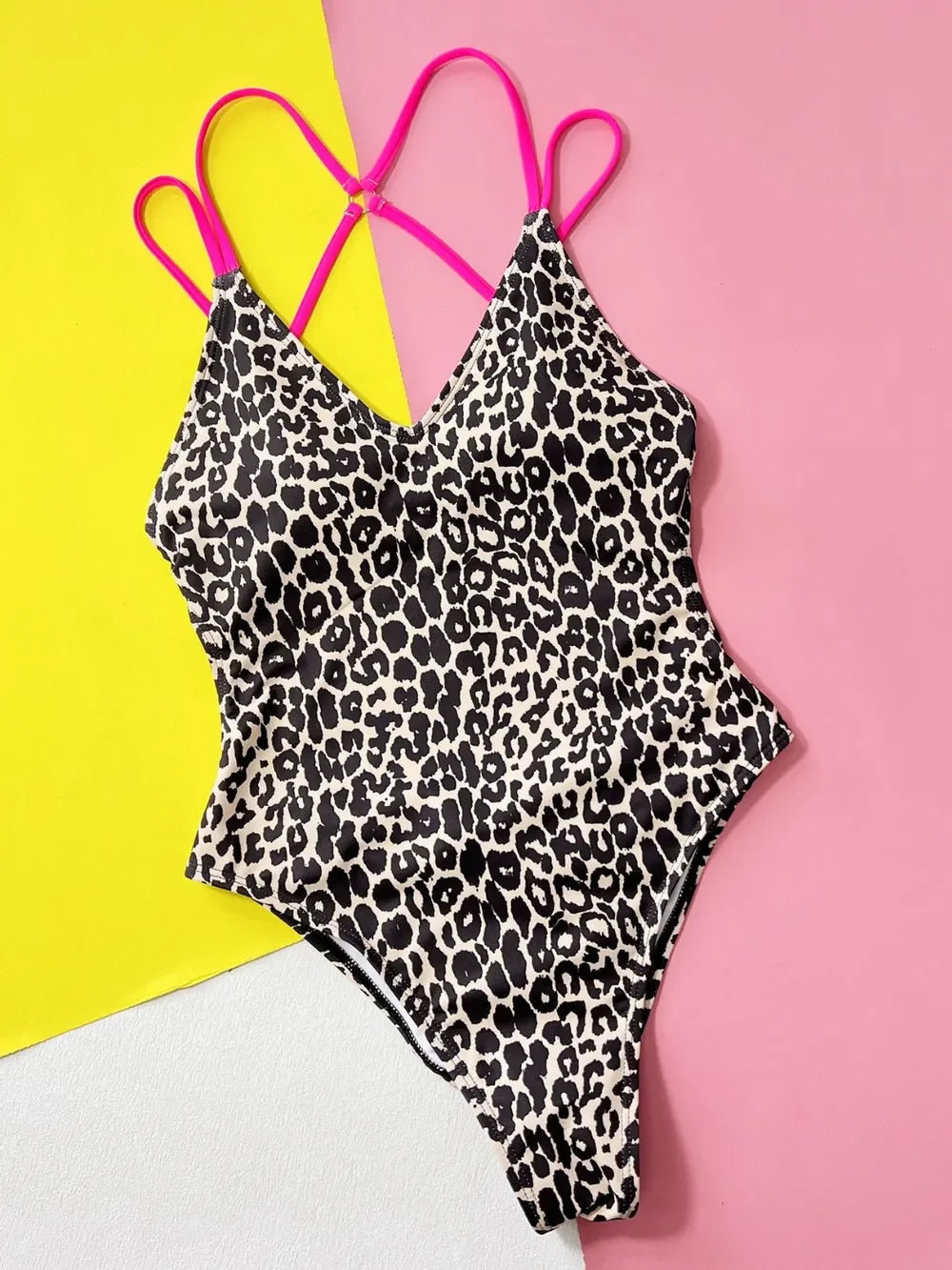 Leopard Plunge Spaghetti Strap One-Piece Swimsuit - Southern Shores Clothing
