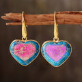 14K Gold-Plated Natural Stone Heart Drop Earrings - Southern Shores Clothing