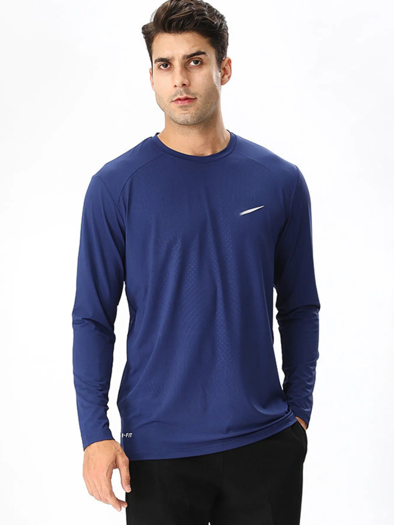 Men's Plus Size Round Neck Long Sleeve Active T-Shirt