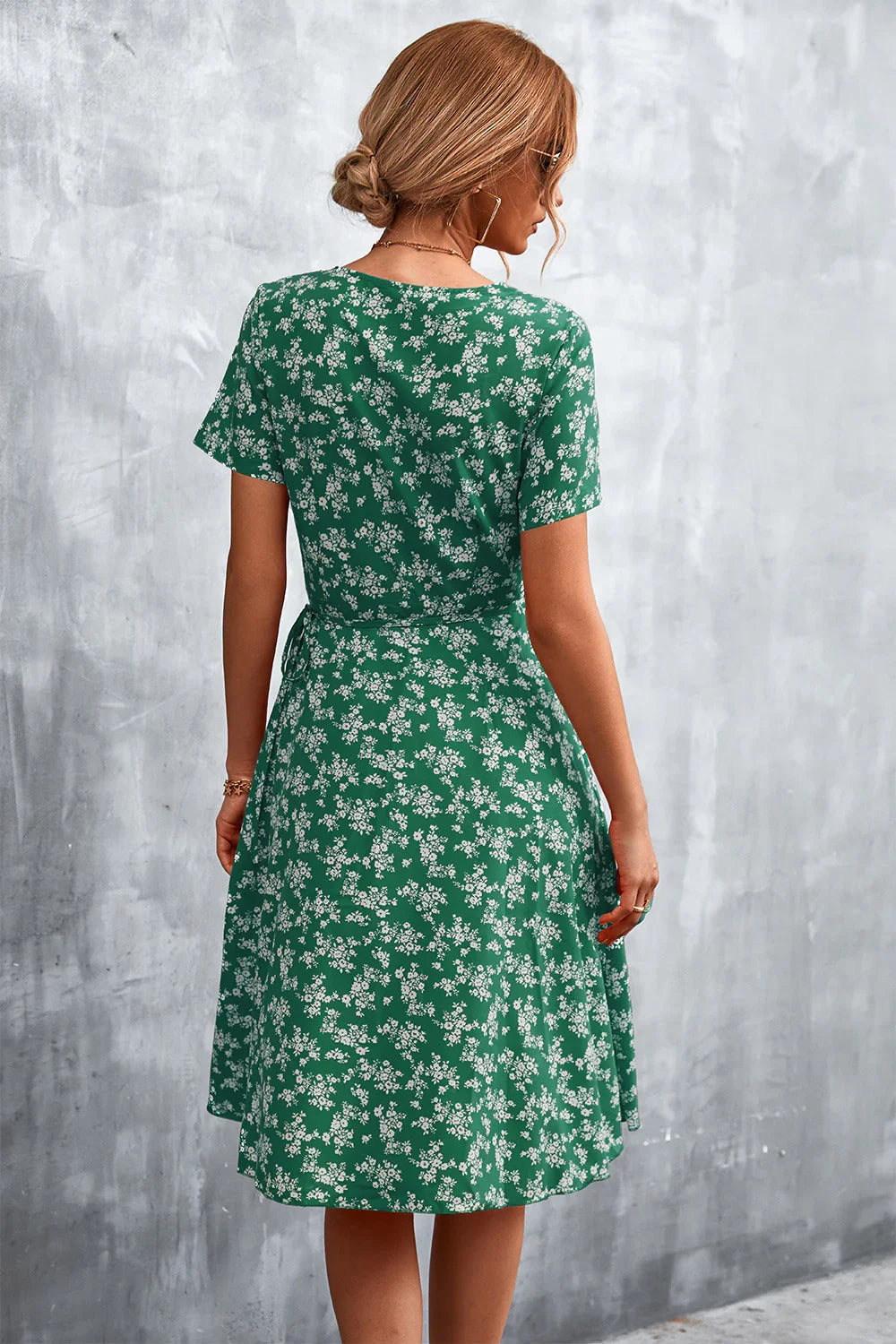 Floral Surplice Neck Flutter Sleeve Dress - Southern Shores Clothing