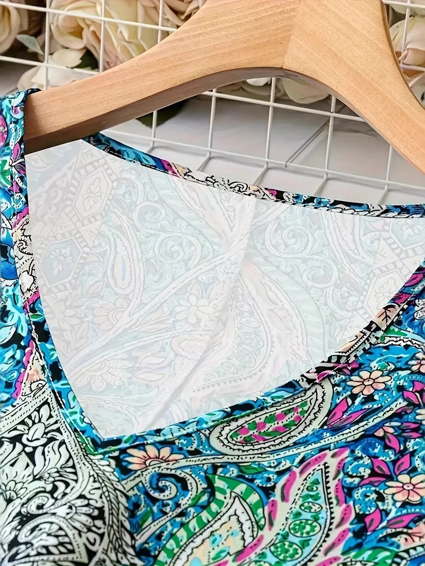 Boho Paisley Print V-Neck Short Sleeve Polyester Dress For Summer - Southern Shores Clothing