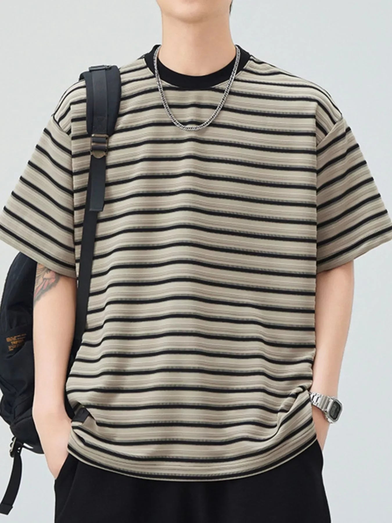 Plus Size Striped Oversized T Shirt With Relaxed Fit - Southern Shores Clothing