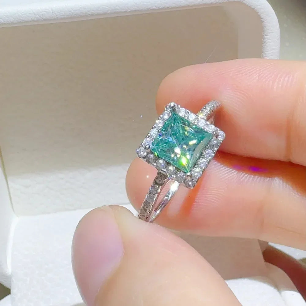 2 Carat Moissanite Square Sterling Silver Ring - Southern Shores Clothing