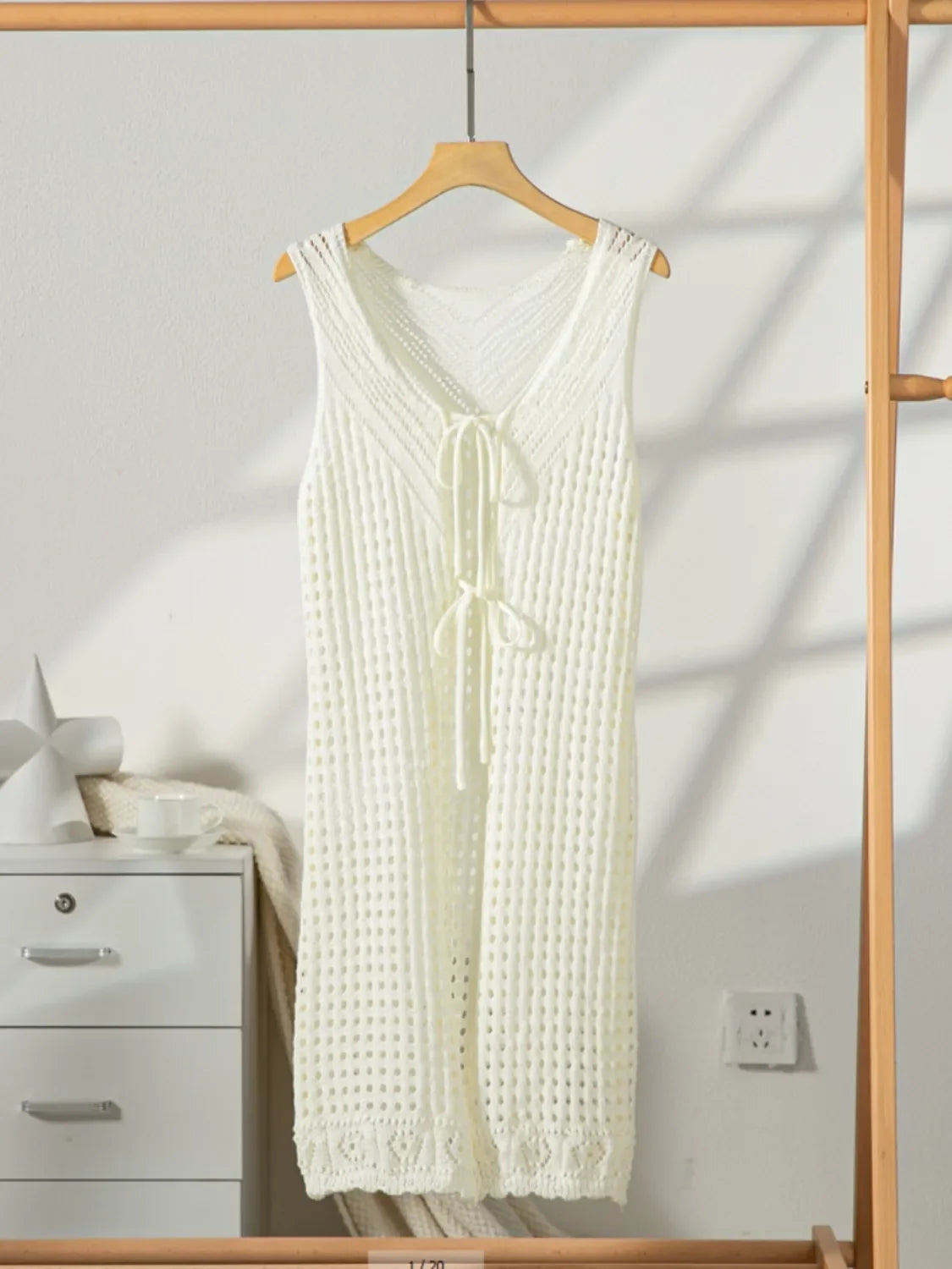 Front Tie Crochet Sleeveless Longline Cardigan - Southern Shores Clothing