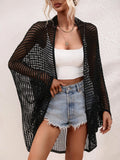 Openwork Open Front Longline Swim Cover Up - Southern Shores Clothing